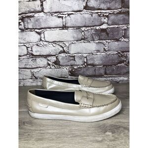Cole Haan Silver Leather Penny Loafer Casual Slip On Shoes Women Sz 9.5B US/40EU